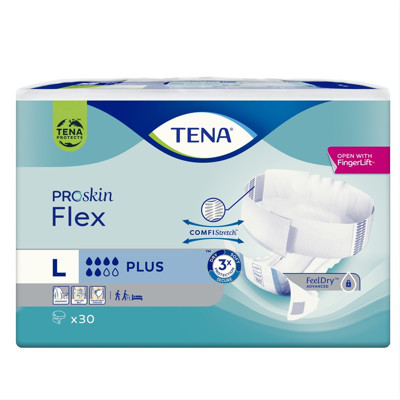 TENA FLEX PLUS, Juostinės sauskelnės šlapimo nelaikymui, L, 30 vnt. paveikslėlis