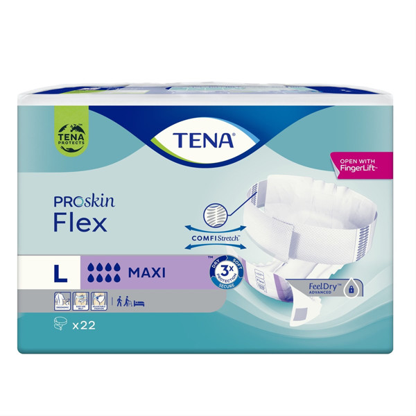 TENA FLEX MAXI, Juostinės sauskelnės šlapimo nelaikymui, L, 22 vnt. paveikslėlis TENA FLEX MAXI, Juostinės sauskelnės šlapimo nelaikymui, L, 22 vnt. paveikslėlis