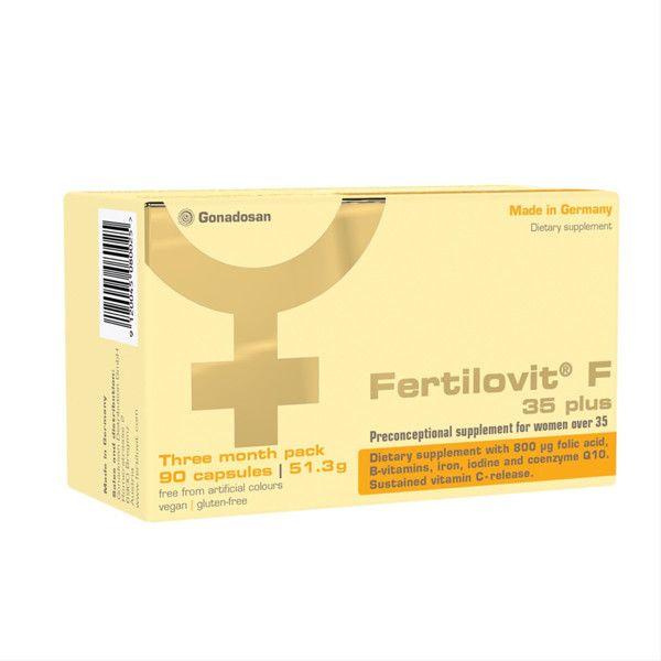 FERTILOVIT F 35 PLUS, maisto papildas, 90 kapsulių paveikslėlis FERTILOVIT F 35 PLUS, maisto papildas, 90 kapsulių paveikslėlis