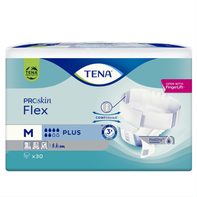 TENA FLEX PLUS MEDIUM, Juostinės sauskelnės šlapimo nelaikymui, M, 30 vnt. paveikslėlis