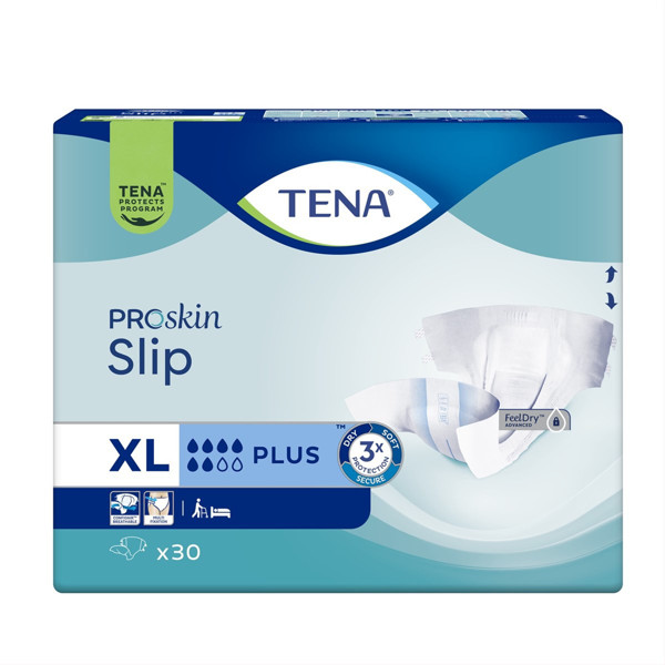 TENA SLIP PLUS, Anatominės sauskelnės šlapimo nelaikymui, XL, 30 vnt. paveikslėlis