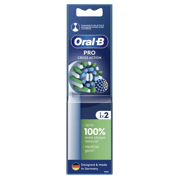 ORAL-B CROSS ACTION WHITE PRO, Elektrinio dantų šepetėlio galvutės, 2vnt. paveikslėlis