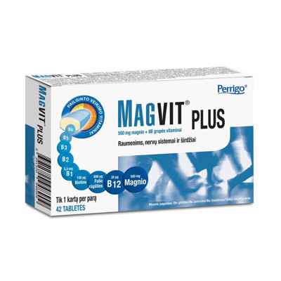 MAGVIT PLUS, 500 mg magnio ir 8 B grupės vitaminai, 42 tabletės paveikslėlis