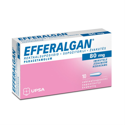 EFFERALGAN, 80 mg, žvakutės, N10  paveikslėlis