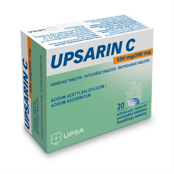 UPSARIN C, 330 mg/200 mg, šnypščiosios tabletės, N20  paveikslėlis