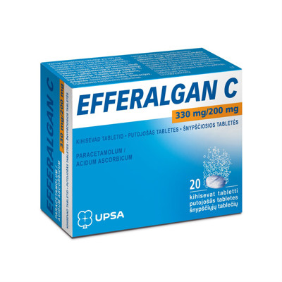 EFFERALGAN C, 330 mg/200 mg, šnypščiosios tabletės, N20  paveikslėlis