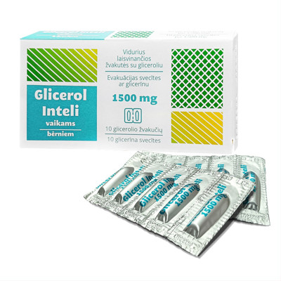 GLICEROL INTELI, 1500 mg, žvakutės vaikams, N10  paveikslėlis