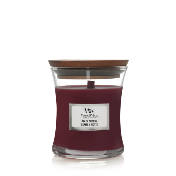 WOODWICK MINI HOURGLASS BLACK CHERRY, žvakė, 85g paveikslėlis