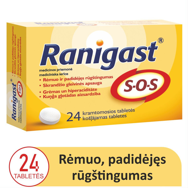 RANIGAST® S-O-S, 24 kramtomosios tabletės paveikslėlis