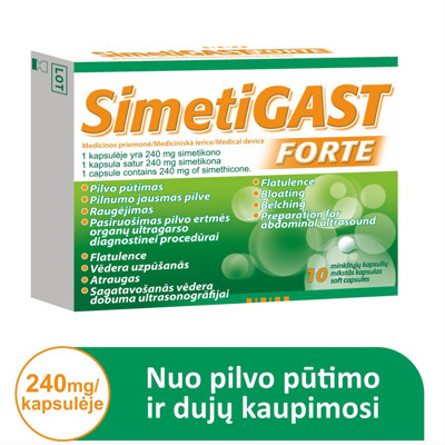 SIMETIGAST FORTE, 240 mg, 10 kapsulių paveikslėlis