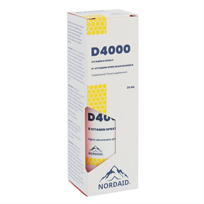 NORDAID D4000, purškiamas vitaminas D3, 4000IU, 30ml, 200 papurškimų paveikslėlis