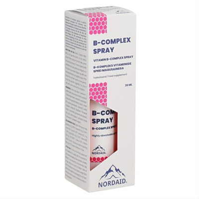 NORDAID B-COMPLEX SPRAY, purškiamas vitaminų B kompleksas, 30ml, 200 papurškimų paveikslėlis