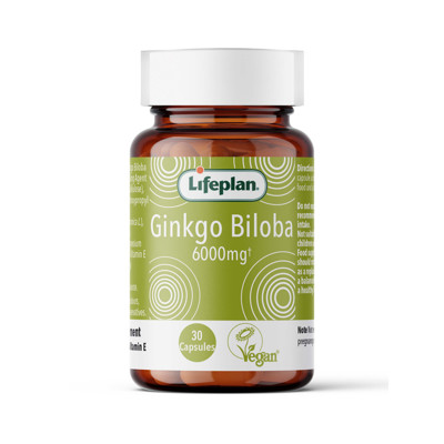GINKGO BILOBA 120 mg LIFEPLAN, ginkmedžių ekstraktas, 30 kapsulių