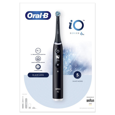 ORAL-B iO6 SERIES BLACK ONYC, Elektrinis dantų šepetėlis paveikslėlis