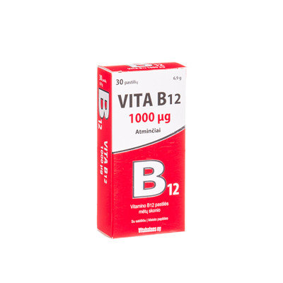 VITA B12, 1 mg, 30 tablečių paveikslėlis
