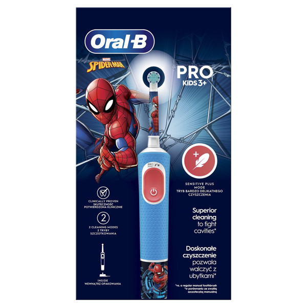 ORAL-B VITALITY PRO KIDS 3+ SPIDERMAN, Elektrinis dantų šepetėlis paveikslėlis