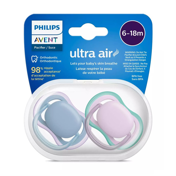 PHILIPS AVENT, silikoninis čiulptukas, 6-18mėn., Ultra Air, SCF085/34, 2vnt. paveikslėlis