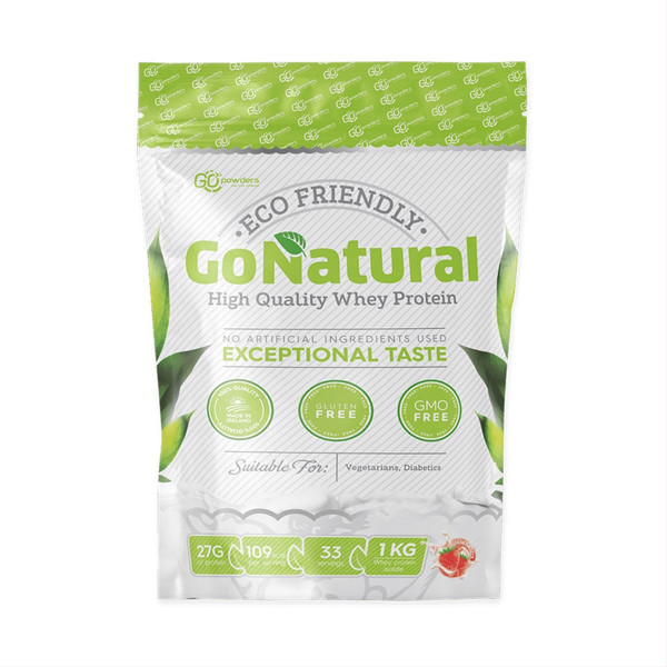 GO POWDERS GO NATURAL, proteinas, braškių skonio, 1kg paveikslėlis