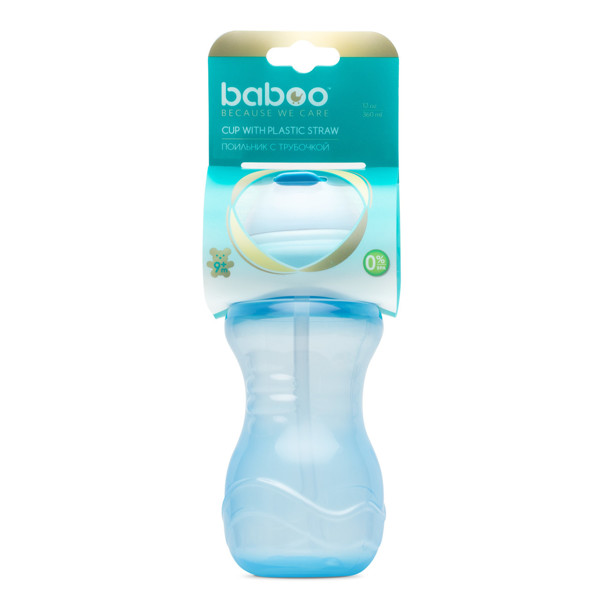 Baboo Gertuvė su Silikoniniu Šiaudeliu, 360 ml, Mėlyna, 9+ Mėn