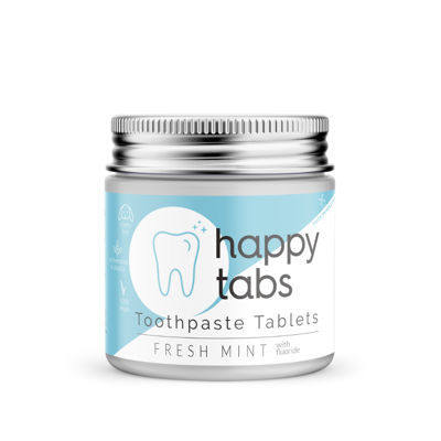 Happy Tabs dantų pastos tabletės Fresh Mint+Fluoride, 80 vnt.