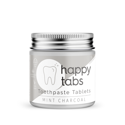 Happy Tabs dantų pastos tabletės su anglimi Fresh Mint + Charcoal, 80 vnt.