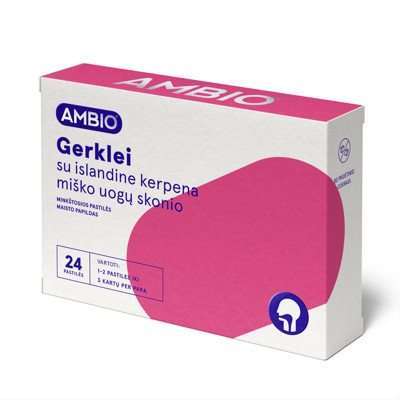 AMBIO GERKLEI SU ISLANDINE KERPENA 80 mg (MIŠKO UOGŲ SKONIO), 24 minkštosios pastilės paveikslėlis