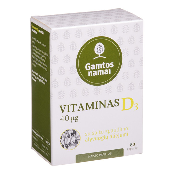 GAMTOS NAMAI VITAMINAS D3, 40 µg, 80 kapsulių   paveikslėlis