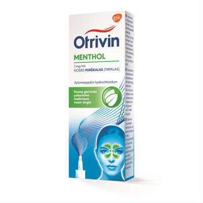 OTRIVIN MENTHOL, 1 mg/ml, nosies purškalas (tirpalas), 10 ml  paveikslėlis