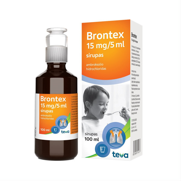 BRONTEX, 15 mg/5 ml, sirupas, 100 ml paveikslėlis