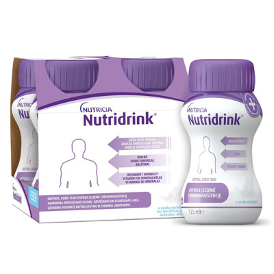 NUTRICIA NUTRIDRINK, 125 ml, neutralaus skonio, 4 vnt.  paveikslėlis