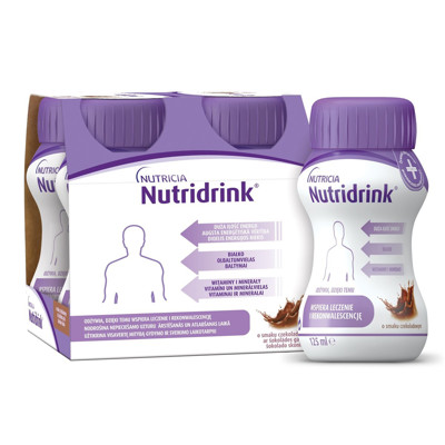 NUTRICIA NUTRIDRINK, 125 ml, šokolado skonio, 4 vnt.  paveikslėlis