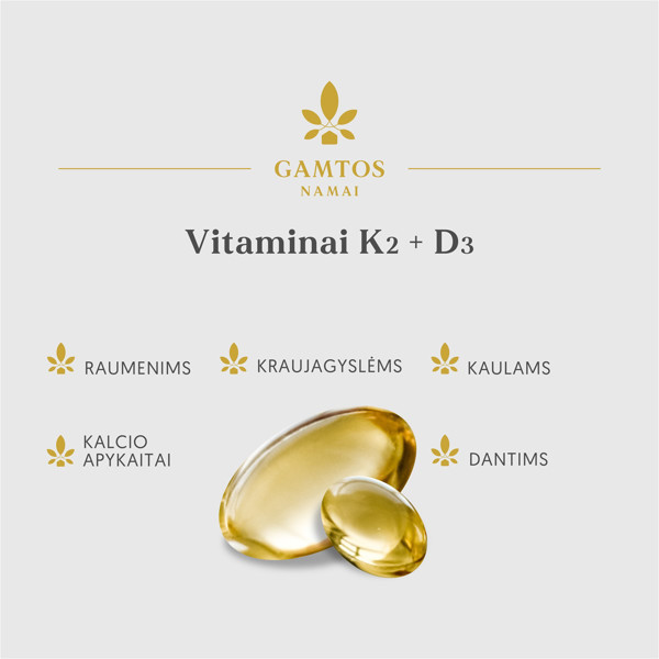 GAMTOS NAMAI VITAMINAI D3+K2, 60 kapsulių paveikslėlis