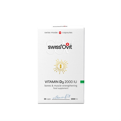 SWISSOVIT, vitaminas D3, 2000TV, 30 kapsulių paveikslėlis