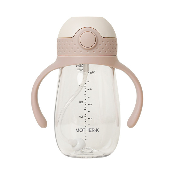 Mother-K HUG tritano gertuvė su šiaudeliu, Pink Beige, 300 ml.