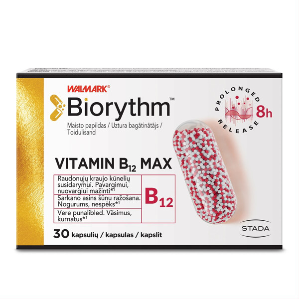 BIORYTHM VITAMIN B12 MAX, 30 kapsulių paveikslėlis