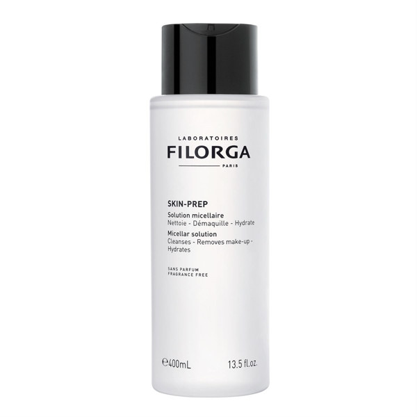 FILORGA SKIN-PREP MICELLAR SOLUTION, micelinis vanduo sausai-mišriai odai greitam makiažo pašalinimui (1 žingsnis), 400 ml paveikslėlis