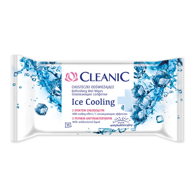CLEANIC ICE COOLING, universalios drėgnos servetėlės, 15 vnt.