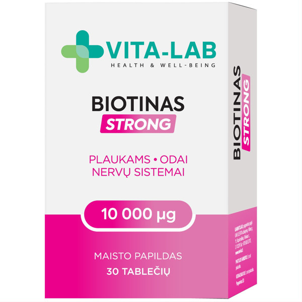 VITA-LAB BIOTINAS STRONG, 10000 µg, 30 tablečių paveikslėlis