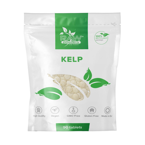 RAW POWDERS KELP SU JODU, tabletės, 150 mcg, 90 tablečių paveikslėlis