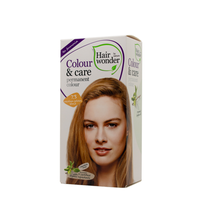 HAIRWONDER Colour & Care ilgalaikiai plaukų dažai be amoniako, spalva vidutinė aukso blondinė 7.3