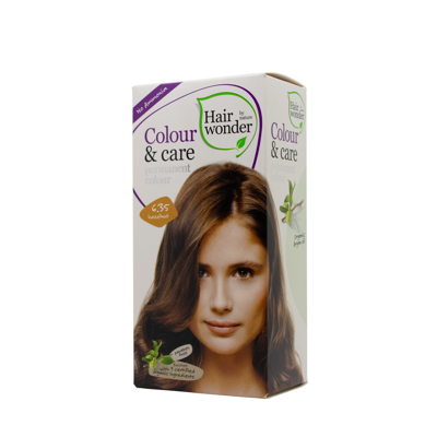 HAIRWONDER Colour & Care ilgalaikiai plaukų dažai be amoniako, spalva riešuto 6.35