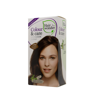 HAIRWONDER Colour & Care ilgalaikiai plaukų dažai be amoniako, spalva šokolado ruda 5.35