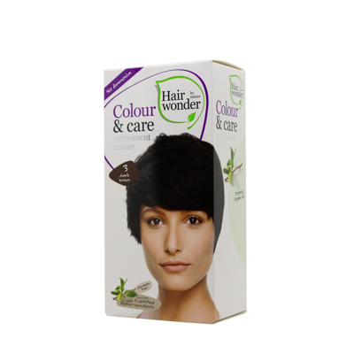 HAIRWONDER Colour & Care ilgalaikiai plaukų dažai be amoniako, spalva tamsi ruda 3