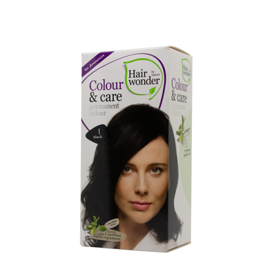 HAIRWONDER Colour & Care ilgalaikiai plaukų dažai be amoniako, spalva juoda 1