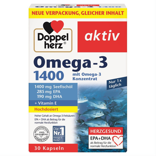 DOPPELHERZ AKTIV OMEGA-3, lašišų taukai, 30 kapsulių paveikslėlis