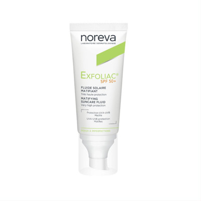 NOREVA EXFOLIAC, matizuojantis mišrios bei riebios odos kremas, SPF50+, 30ml paveikslėlis