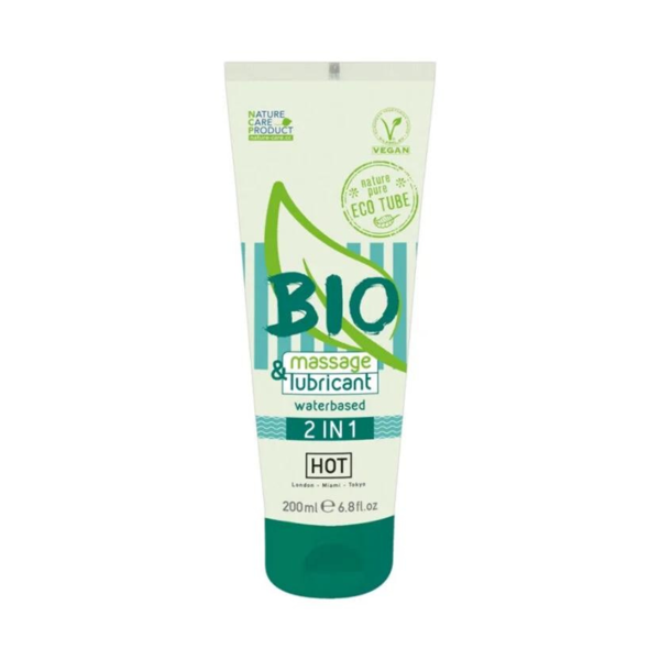 HOT BIO 2IN1 MASSAGE & LUBE, ekologiškas masažinis lubrikantas, 200 ml