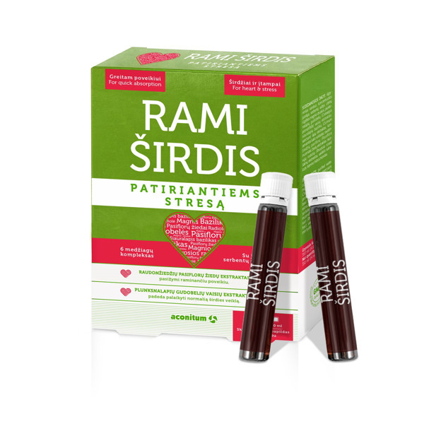 RAMI ŠIRDIS PATIRIANTIEMS STRESĄ, 25 ml, 14 buteliukų paveikslėlis