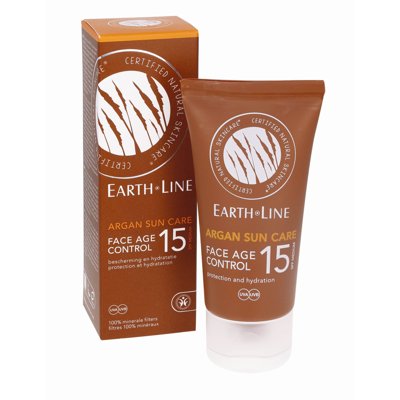 EARTH LINE Argan Sun Care SPF15 Veido senėjimo kontrolė (UVA, UVB, 100% mineraliniai filtrai) 50ml