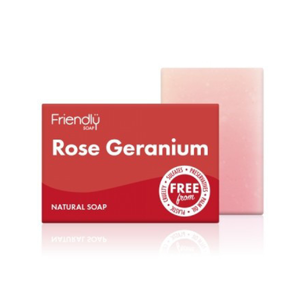 FRIENDLY SOAP natūralus rankų darbo muilas su rožėmis ir pelargonijomis „Rose Geranium", 95 g